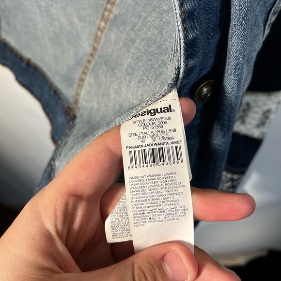 Desigual Pakaian Jada Wanita Patchwork Removable Fur Collar Jacket Size EU 42/L - Picture 7 of 10